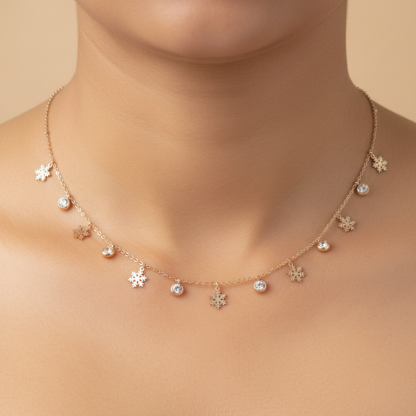 Snowflake Sparkle Charm Necklace