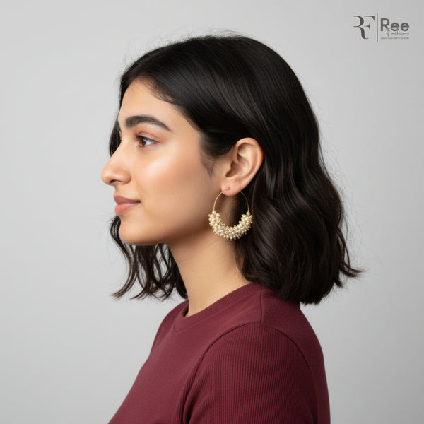 Pearl Bloom Hoop Earrings