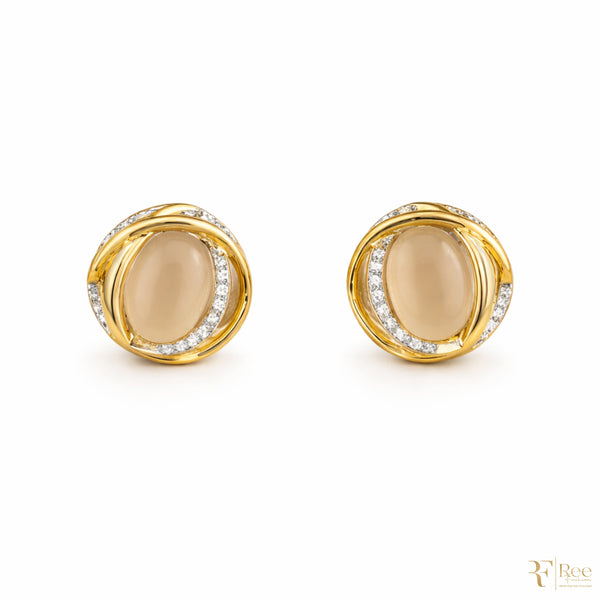Golden Aura Stone Stud Earrings