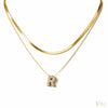 Layered Herringbone & 'R' Necklace