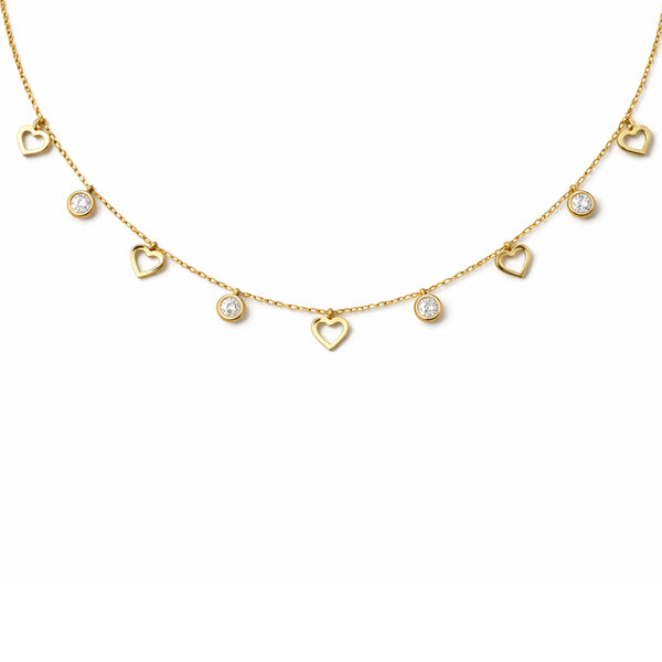 Heart Charm Crystal Drop Necklace