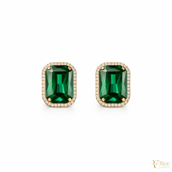 Emerald Glow Stud Earrings