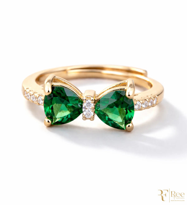 Emerald Bow Crystal Ring