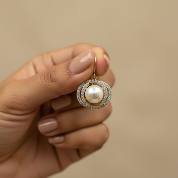 Aurora Pearl Halo Studs