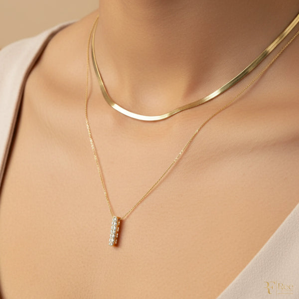 Gold Layered Herringbone & Bar Necklace