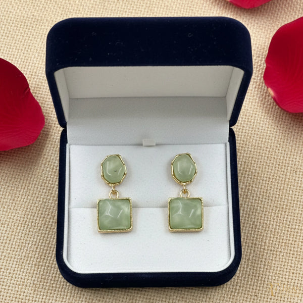 Mint Green Stone Drop Earrings