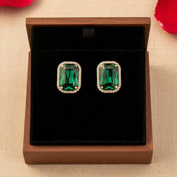 Emerald Glow Stud Earrings