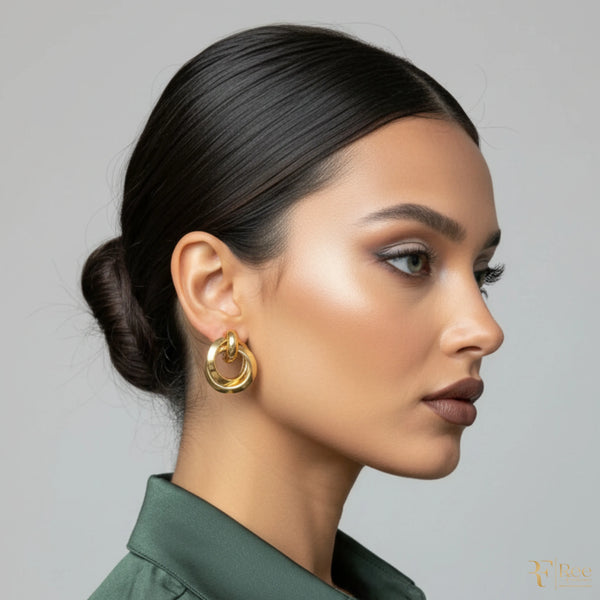 Gold Link Hoop Earrings