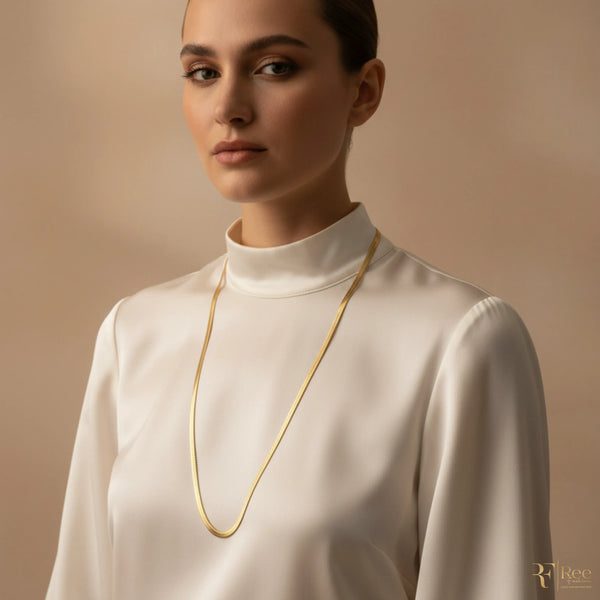 Gold Herringbone Flat Chain