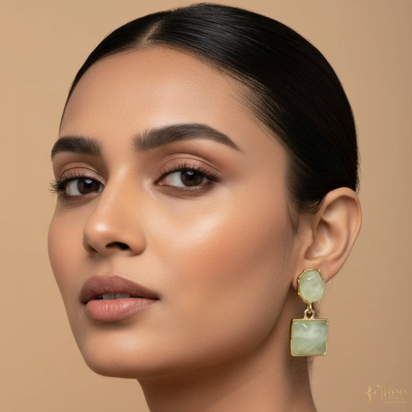 Mint Green Stone Drop Earrings