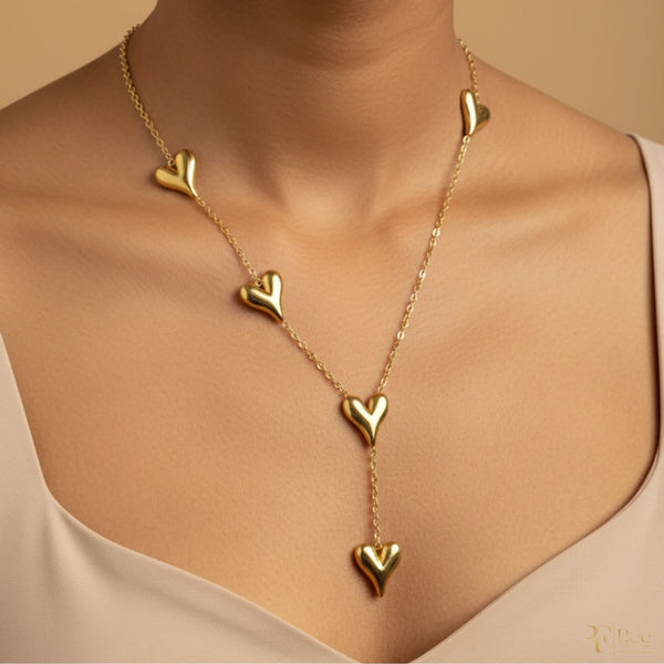 Gold Multi-Heart Y-Necklace