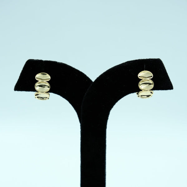 Triple Gleam Gold Stud Earrings