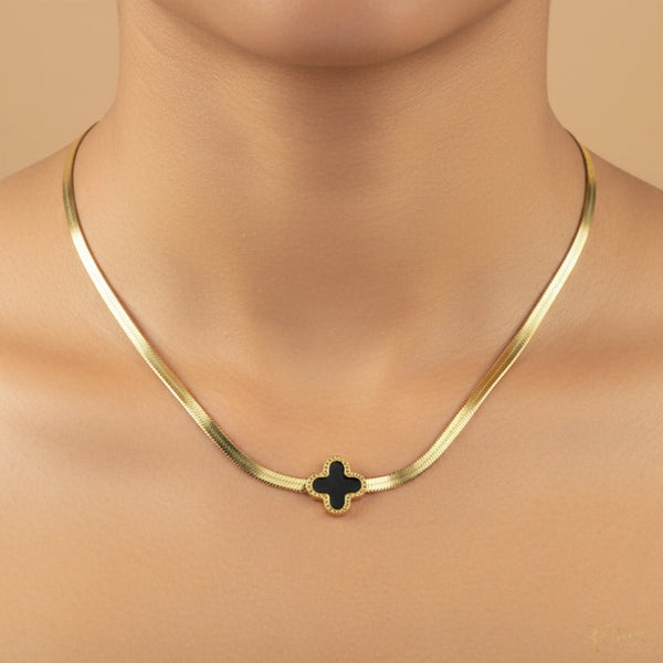 Black Clover Herringbone Necklace