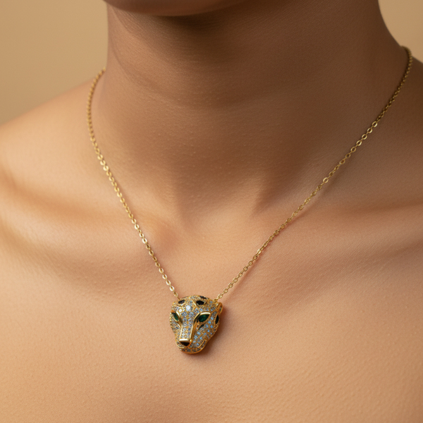 Royal Gold Panther Head Pendant