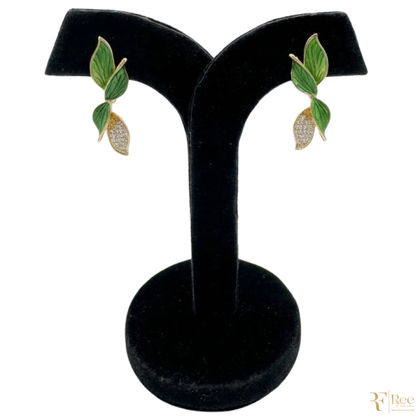 Emerald Leaf Drop Earrings