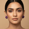 Purple Rose Bloom Stud Earrings