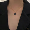 Gold Onyx Tag Necklace