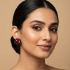Red Rose Bloom Stud Earrings