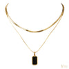 Layered Herringbone & Onyx Necklace