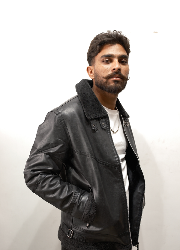 Urban Black Shearling Leather Jacket