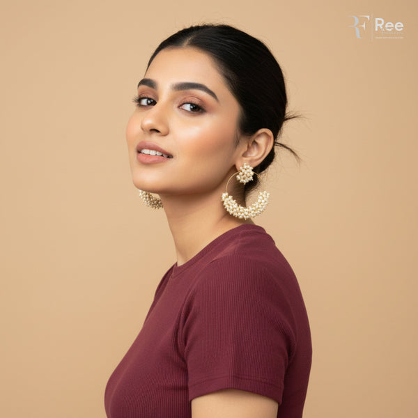 Pearl Bloom Hoop Earrings