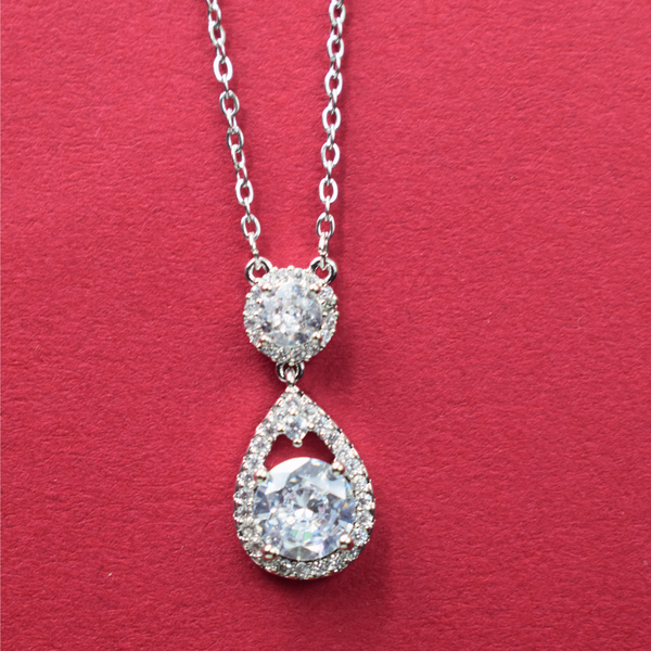 Radiant Teardrop Halo Pendant