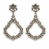 Silver Bloom Diamond Drop Earrings