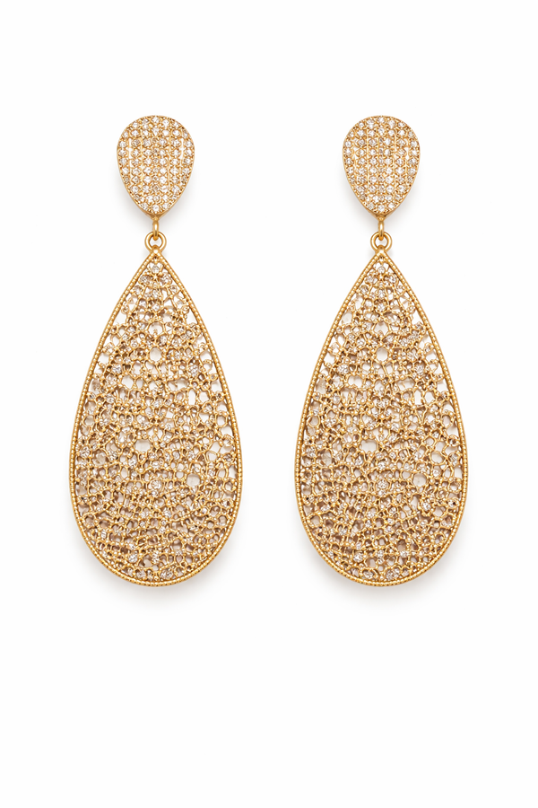 Golden Aura Filigree Drop Earrings