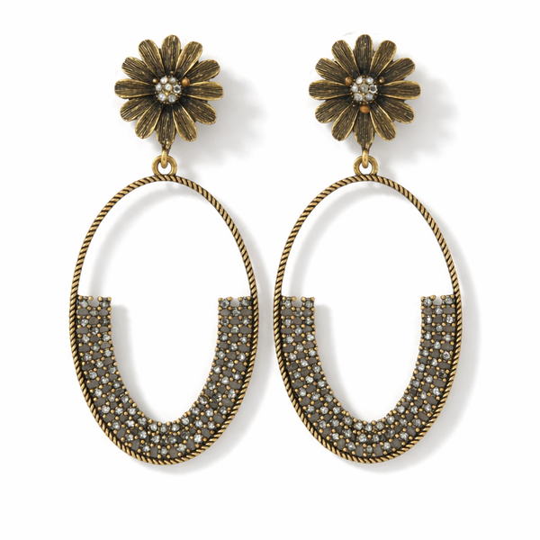 Vintage Bloom Crescent Earrings