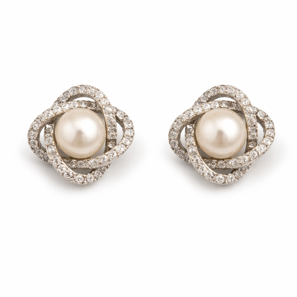 Celeste Pearl Halo Studs