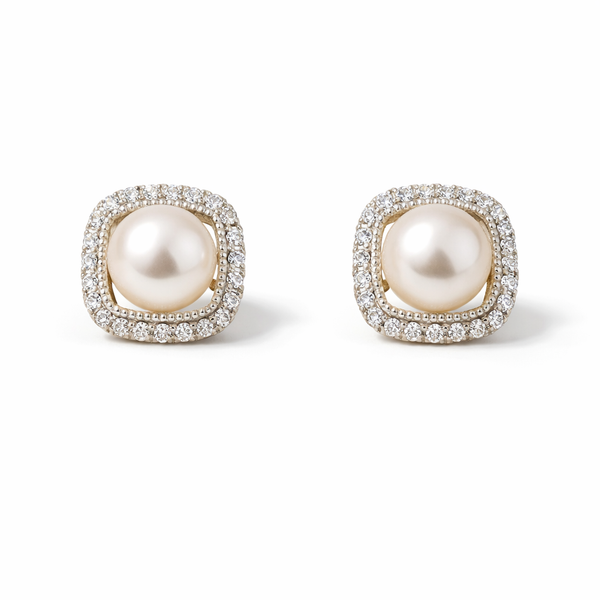Ivory Halo Pearl Studs