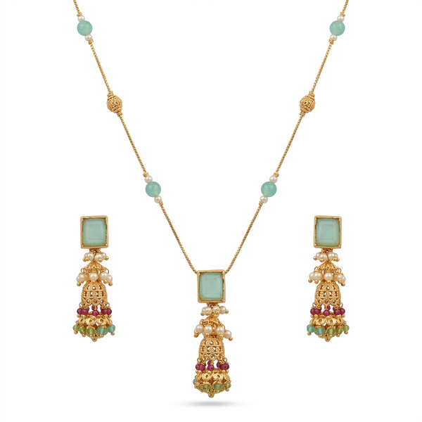 Emerald Jhumka Drop Pendant