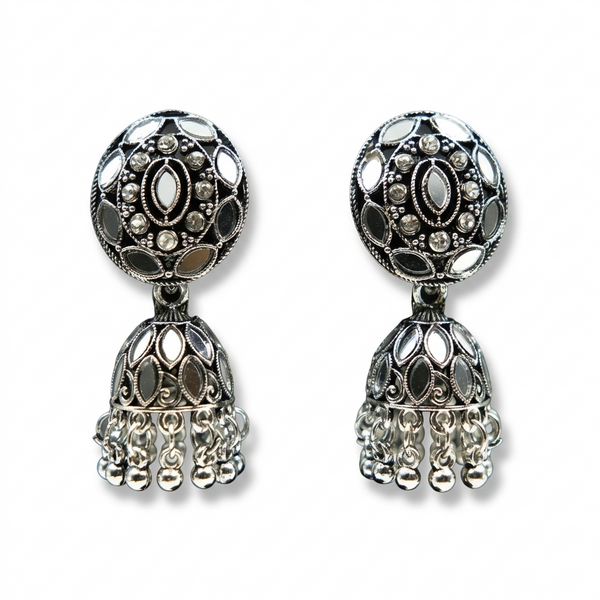 Royal Mirror Meenakari Dome Jhumka Earrings