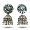 Celestial Silver Mirror Dome Jhumka Earrings