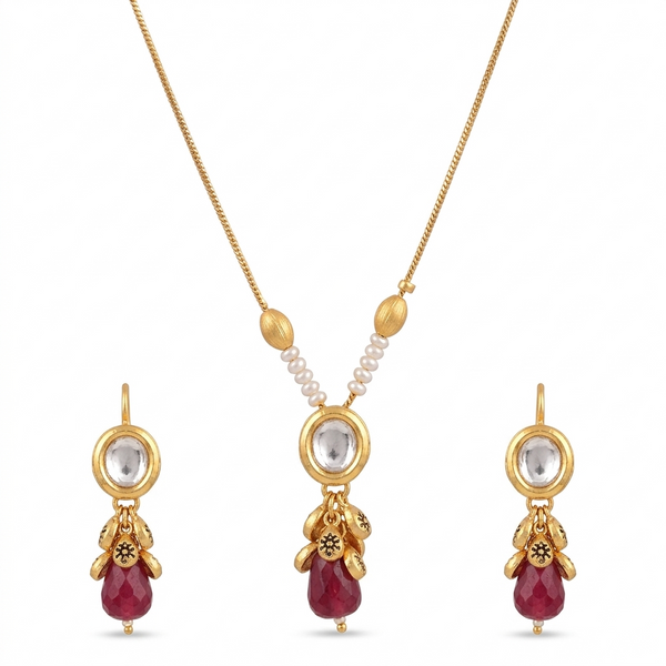 Ruby Dewdrop Pendant Set
