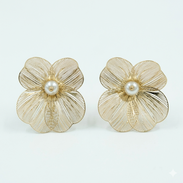 Golden Bloom Pearl Earrings