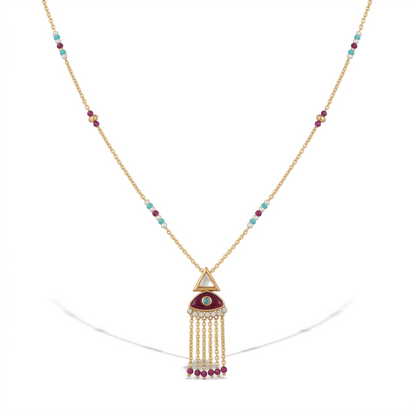 Evil Eye Tassel Pendant Set