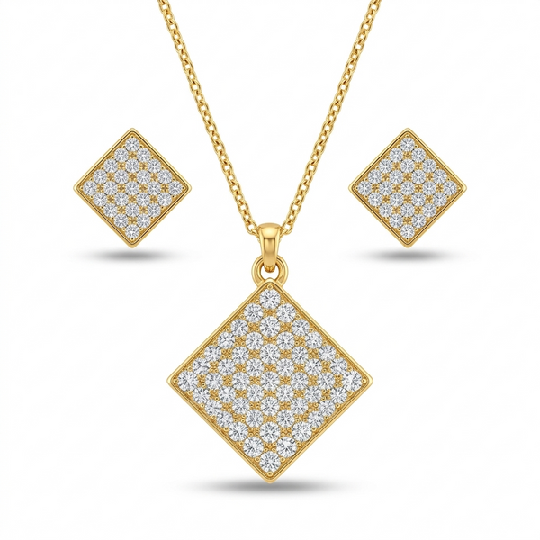 Diamond Grid Pendant Necklace