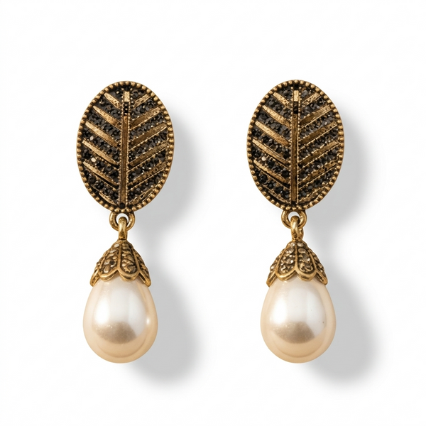 Pearl Leaf Grace Earrings