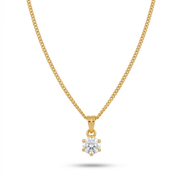 Golden Bloom Solitaire Pendant Necklace