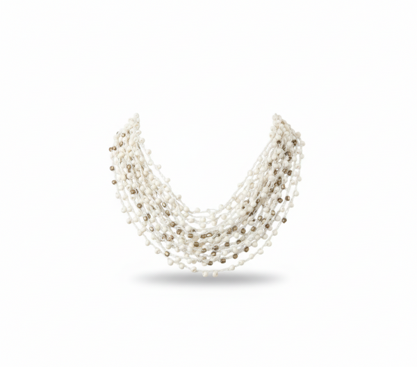 Ivory Cascade Multi-Layer Beaded Statement Necklace