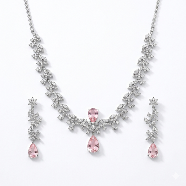 Blush Crystal Vine Necklace Set