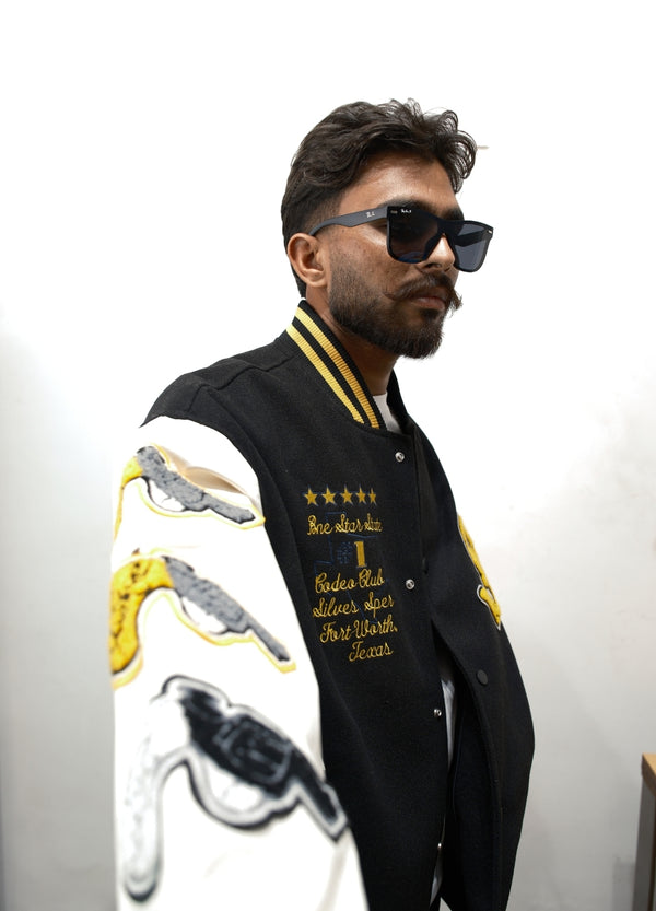 Western Rodeo Heritage Black & White Varsity Jacket