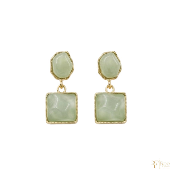 Mint Green Stone Drop Earrings