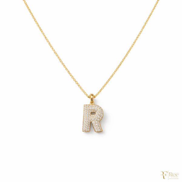 Gold 'R' Initial Necklace