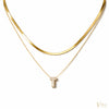 Layered Herringbone & 'T' Necklace