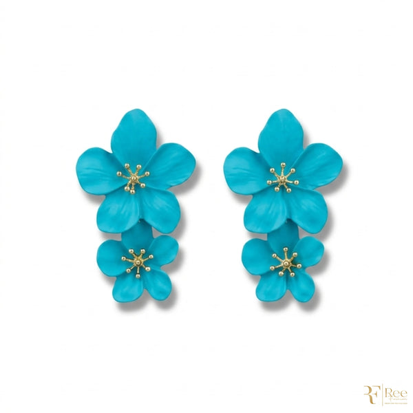 Turquoise Bloom Floral Earrings