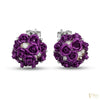 Purple Rose Bloom Stud Earrings