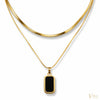 Layered Herringbone & Onyx Necklace
