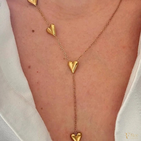 Gold Multi-Heart Y-Necklace